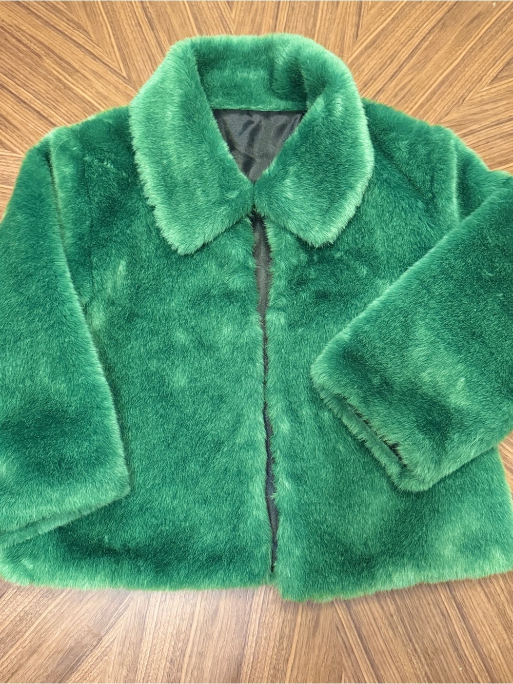 Womens Emerald Green Faux Fur Coat - Stylish Warm Jacket